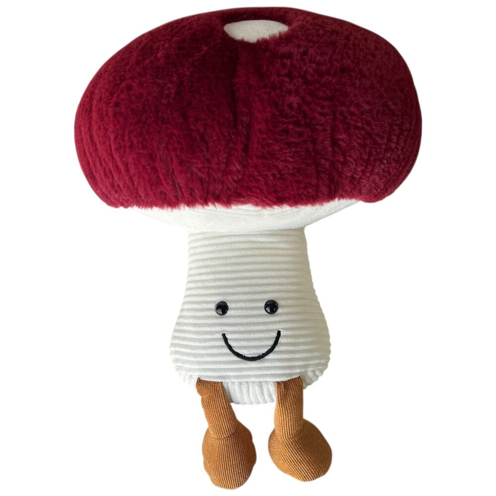 Mushroom Plush Toy Red & White Cute Smiley Face 16"